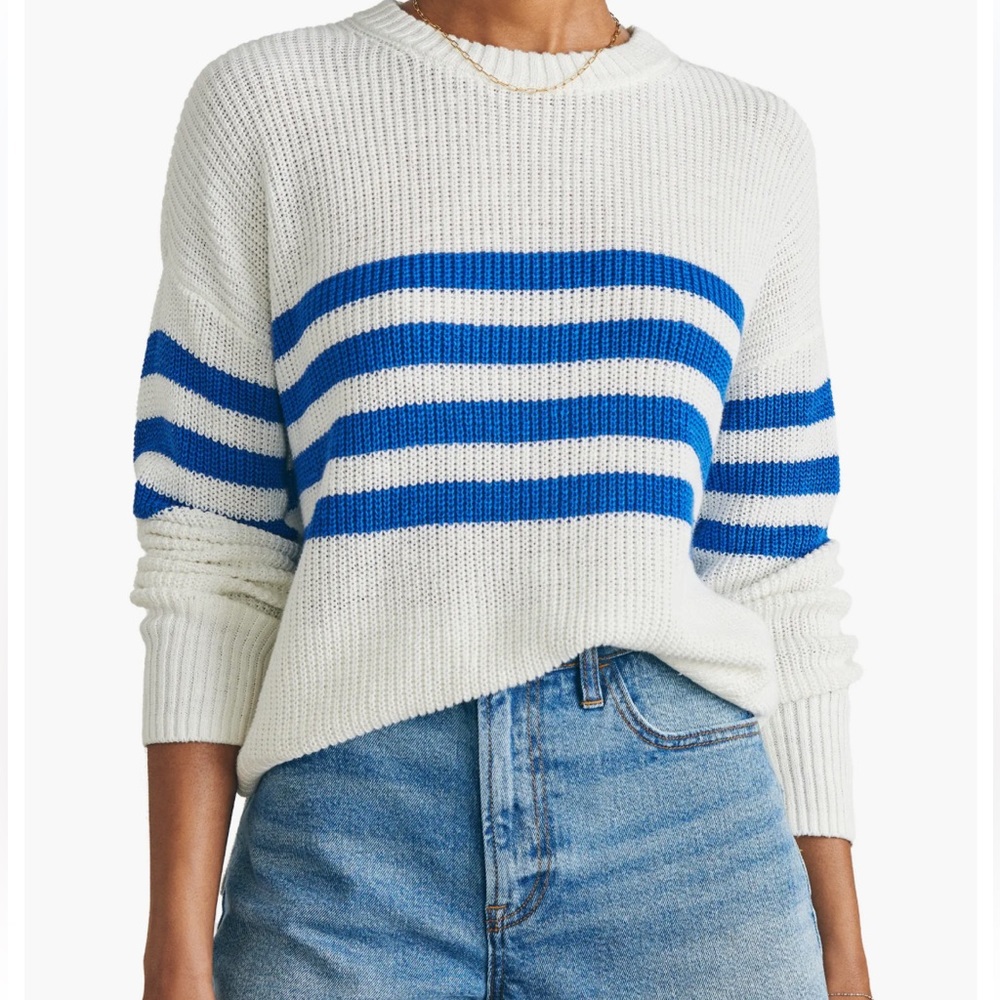 Faherty Miramar Striped Blue and White Women's Sweater Sz M